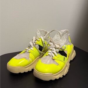 F_WD Neon Yellow Sneakers with Black Accents